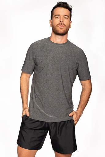 REF. AGOTADA/ CAMISETA FITNESS GRIS CUELLO REDONDO